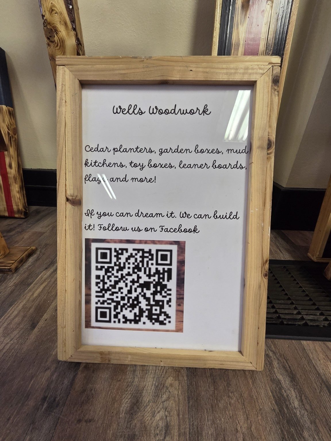 Wells Woodwork information sign