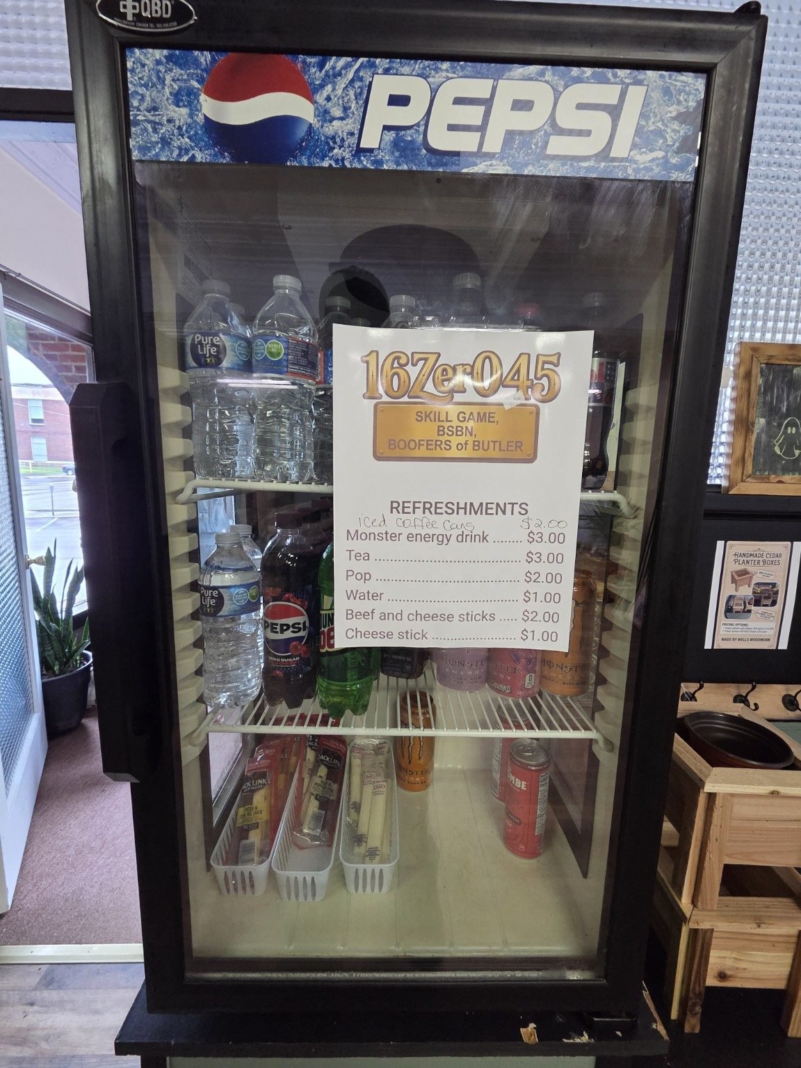 Refreshments cooler menu